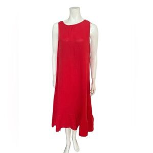 TERZO MILLENNIO Red Midi Linen Dress Size Medium